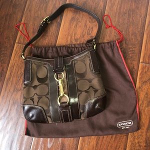 COACH Purse: signature print with leather detail